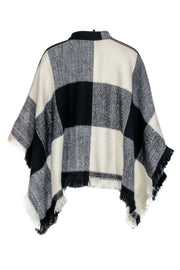 Current Boutique-Tularosa - Fringed Black & White Checkered Print Poncho Sz S