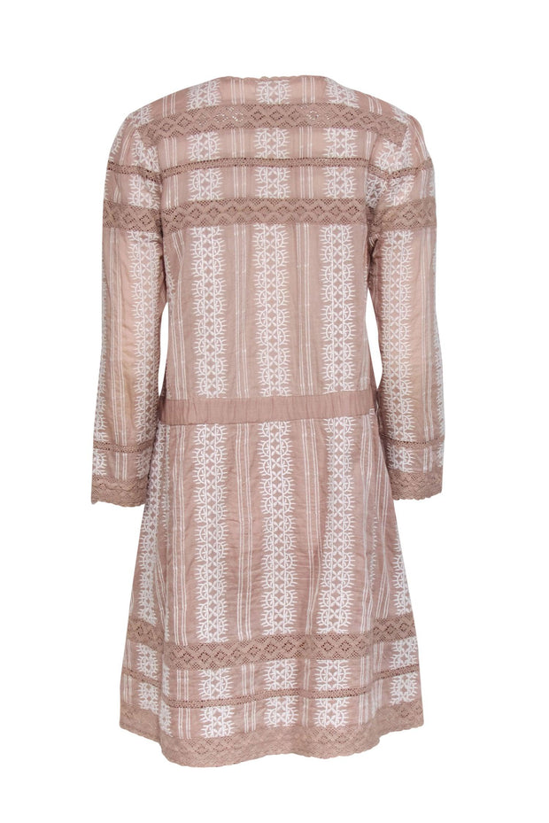 Current Boutique-Tularosa - Taupe Cotton Embroidered Shift Dress Sz L