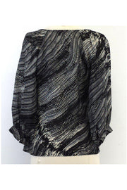 Current Boutique-Twelfth Street by Cynthia Vincent - Black & Grey Print 3/4 Sleeves Shirt Sz S