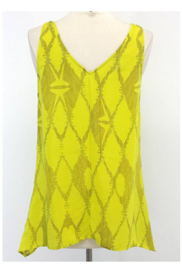 Current Boutique-Twelfth Street by Cynthia Vincent - Yellow Print Silk Tank Sz M