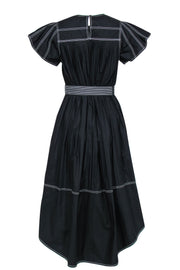 Current Boutique-Ulla Johnson - Black Cotton Pleated "Kady" Babydoll Maxi Dress Sz 4