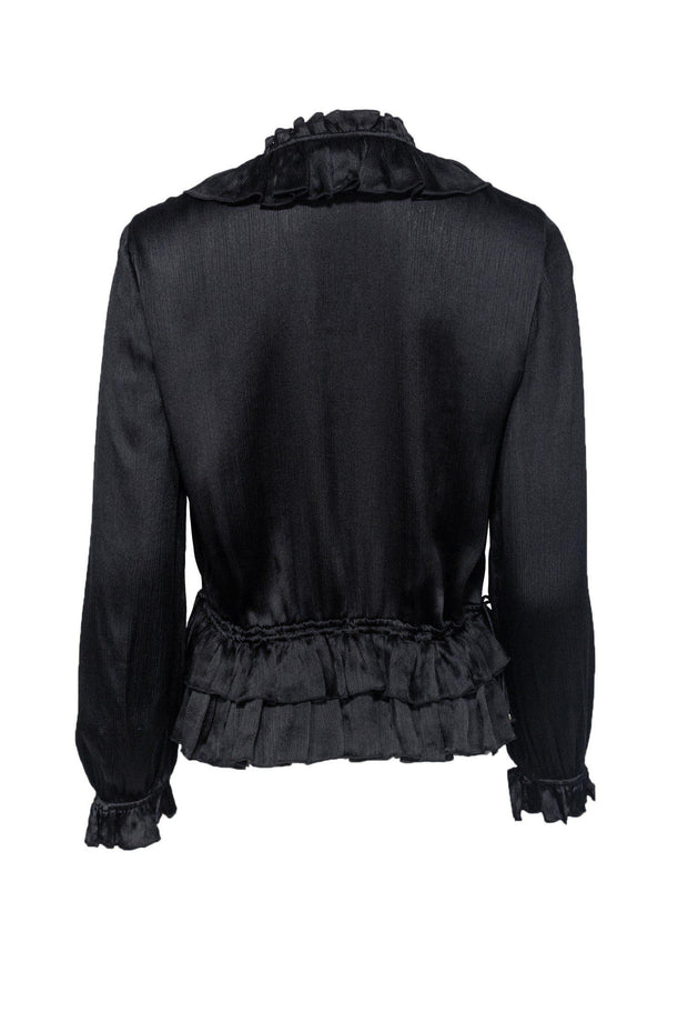 Current Boutique-Ulla Johnson - Black Silk Ruffle Blouse Sz 0