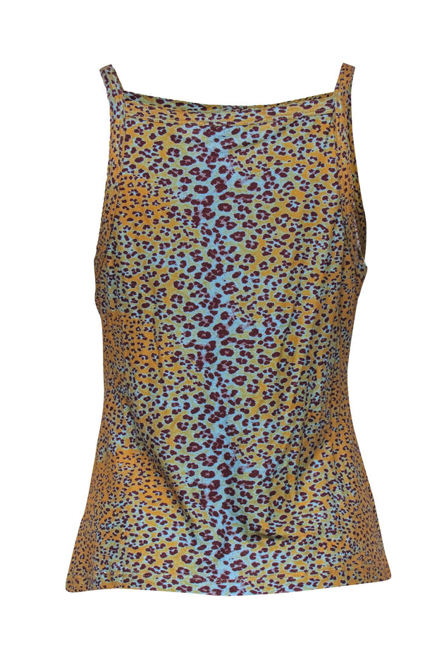 Current Boutique-Ulla Johnson - Maroon, Turquoise, & Orange Leopard Print Tank Sz M