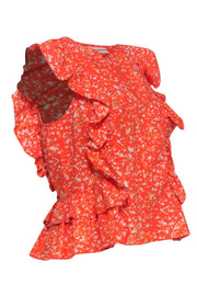 Current Boutique-Ulla Johnson - Orange & White Cotton Ruffle Top Sz 4