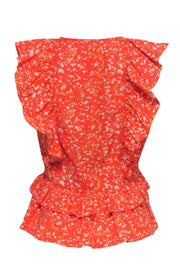 Current Boutique-Ulla Johnson - Orange & White Cotton Ruffle Top Sz 4