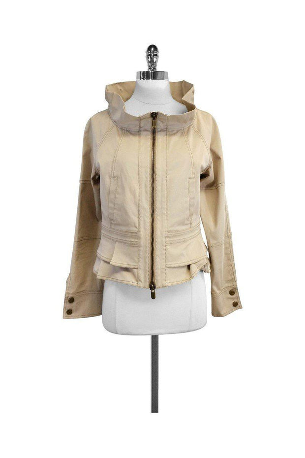 Current Boutique-Valentino - Beige Cotton Blend Jacket Sz 10