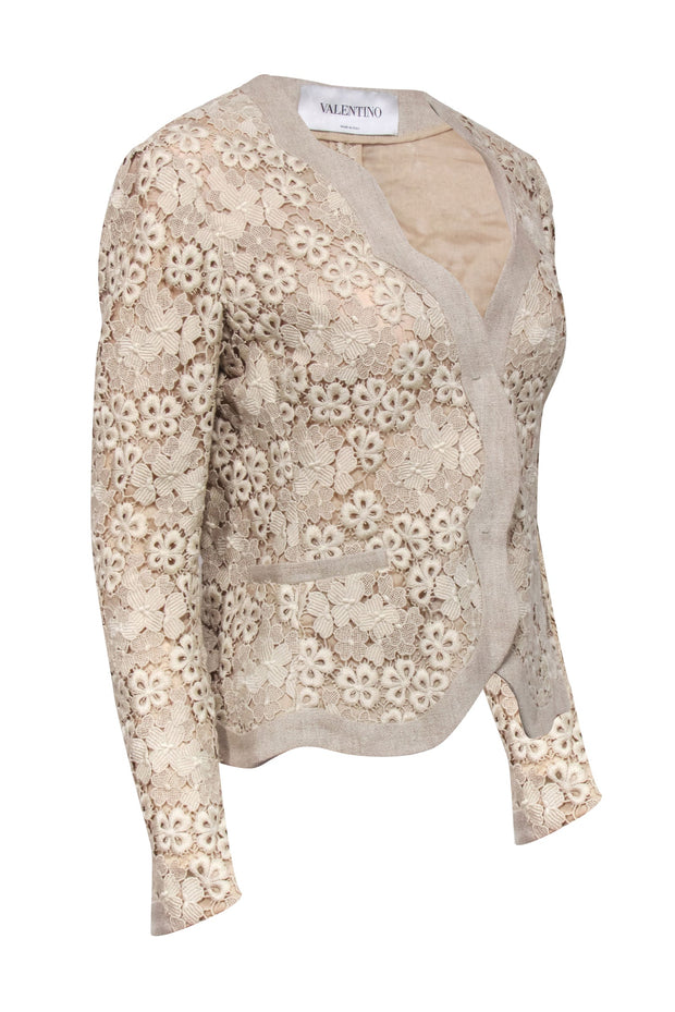 Current Boutique-Valentino - Beige Lace Vintage Blazer Sz 8