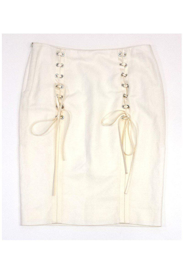 Current Boutique-Valentino - Cream Linen Skirt Sz M