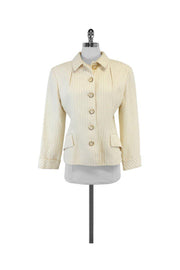 Current Boutique-Valentino - Cream Textured Silk & Cotton Jacket Sz 10