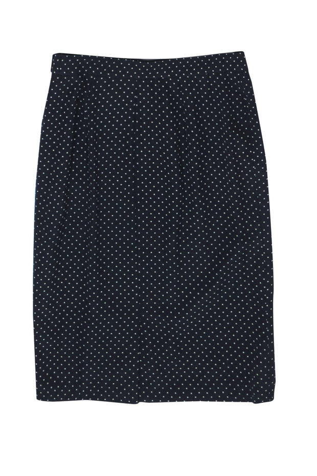 Current Boutique-Valentino Miss V - Vintage Navy & Tan Polka Dot Pencil Skirt Sz 10