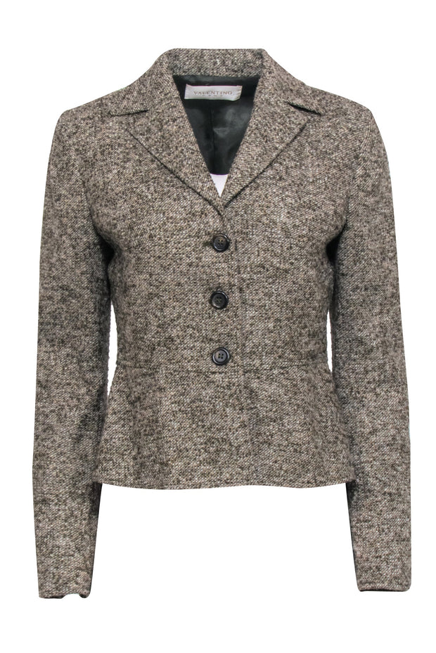 Current Boutique-Valentino - Olive, Beige, & Cream Tweed Blazer Sz 10