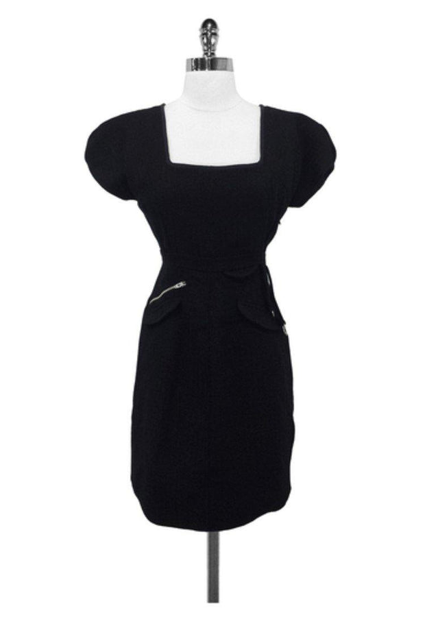 Current Boutique-Vena Cava - Black Wool Cap Sleeve Sheath Dress Sz 8