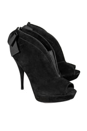 Current Boutique-Vera Wang - Black Suede Booties w/ Bows Sz 7.5