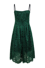 Current Boutique-Vera Wang - Green Floral Lace Strapless Fit & Flare Dress Sz 8