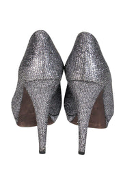 Current Boutique-Vera Wang - Gunmetal Glitter Peep-Toe Pumps Sz 7.5