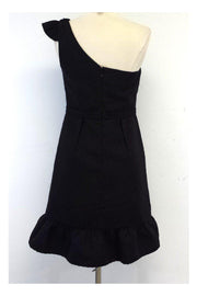 Current Boutique-Vera Wang Lavender Label - Black Textured One Shoulder Dress Sz 4