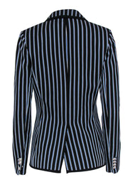 Current Boutique-Veronica Beard - Black Striped Cotton Blazer w/ Embroidered Emblem Sz 4