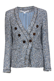 Current Boutique-Veronica Beard - Blue & Cream "Cedric" Marbled Tweed Blazer Sz 8