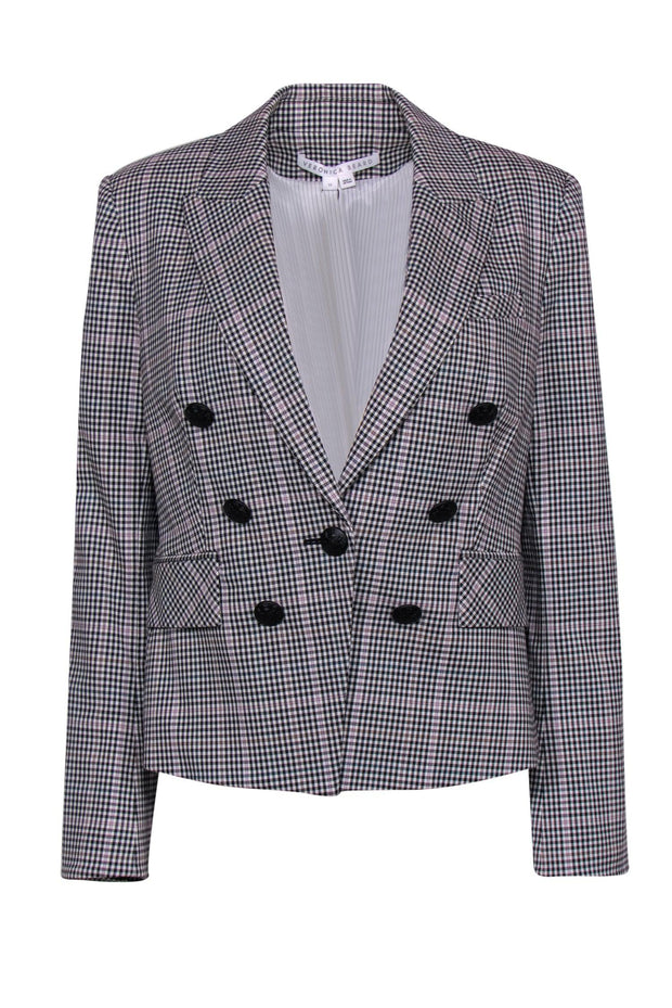 Current Boutique-Veronica Beard - Cream, Black & Light Pink Plaid "Diego Dickey" Blazer Sz 10