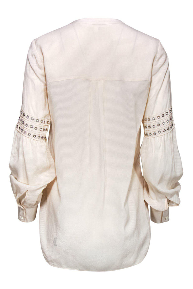 Current Boutique-Veronica Beard - Cream Blouse w/ Grommet Detail Sz 2