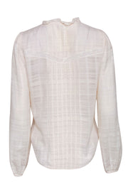 Current Boutique-Veronica Beard - Cream Cotton Blouse w/ Bohemian Collar & Pleats Sz 4