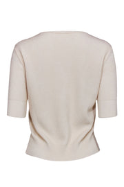 Current Boutique-Veronica Beard - Cream Rib Knit Sweater w/ Lace Up Front Sz S