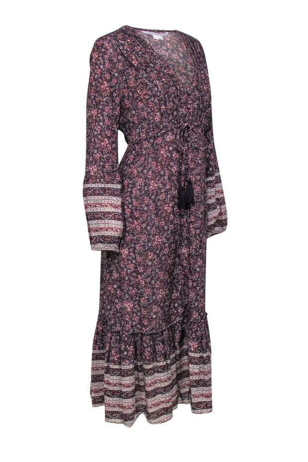 Current Boutique-Veronica Beard – Deep Purple & Brown Maxi w/ Floral Print Dress Sz XL