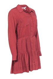 Current Boutique-Veronica Beard - Dusty Rose "Rory" Polka Dot Pleated Shirt Dress Sz 6