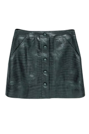 Current Boutique-Veronica Beard - Emerald Faux Alligator Skin A-Line Miniskirt Sz 0