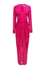 Current Boutique-Veronica Beard - Hot Pink Floral Velvet Knotted Waist Gown Sz 8