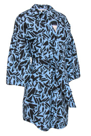 Current Boutique-Veronica Beard - Light Blue & Black Brushstroke Print Belted Shirtdress Sz 2