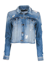 Current Boutique-Veronica Beard - Medium Wash Cropped Denim Jacket Sz S