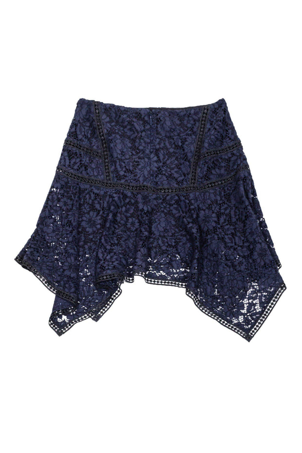 Current Boutique-Veronica Beard - Navy Blue Lace Skirt Sz 0