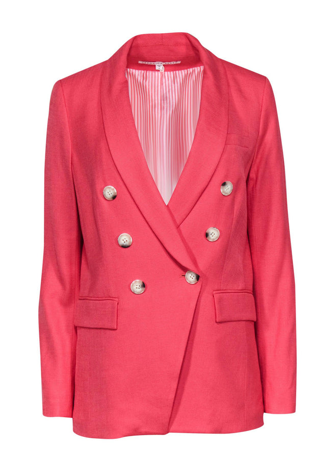 Current Boutique-Veronica Beard - Peach Woven Double Breasted Blazer Sz 6