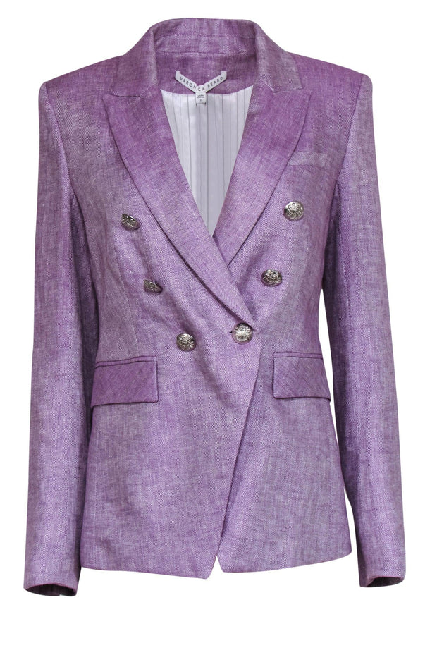 Current Boutique-Veronica Beard - Purple Herringbone Double Breasted "Miller Dickey" Blazer Sz 6