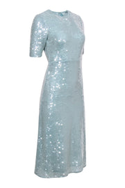 Current Boutique-Veronica Beard - Seafoam Green Short Sleeve Sequined Maxi Dress Sz 00