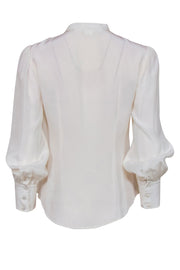 Current Boutique-Veronica Beard - White Puff Sleeve Button-Up Silk Blouse Sz 4