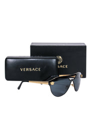 Current Boutique-Versace - Black Shield-Style Aviator Sunglasses