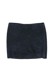 Current Boutique-Versace - Navy Suede & Ribbed Satin Miniskirt Sz 8