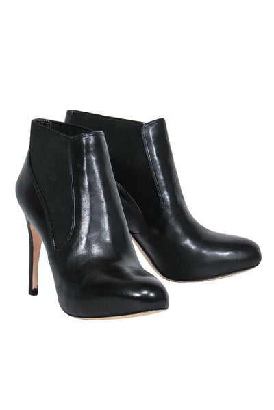 Current Boutique-Via Spiga - Black Leather Stiletto Platform Booties Sz 6