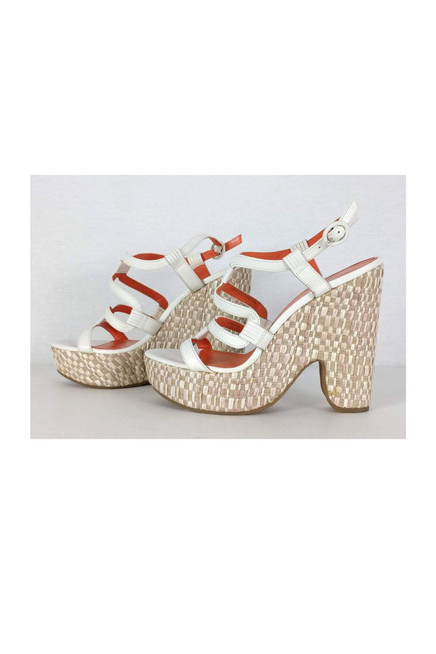 Current Boutique-Via Spiga - White Leather Platform Sandals Sz 8