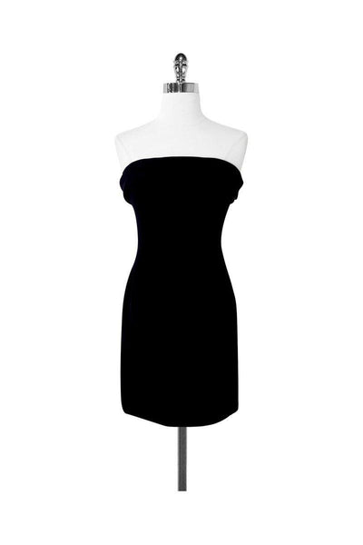 Current Boutique-Victor Costa - Black Strapless Bow Back Dress Sz 4