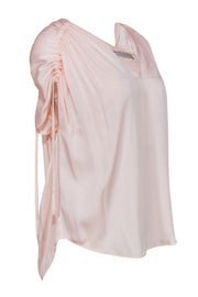 Current Boutique-Vince - Baby Pink Silk Ruched Sleeve Blouse Sz L