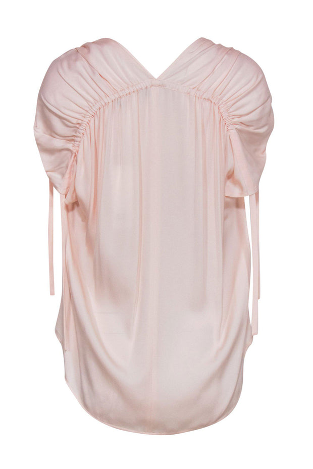 Current Boutique-Vince - Baby Pink Silk Ruched Sleeve Blouse Sz L