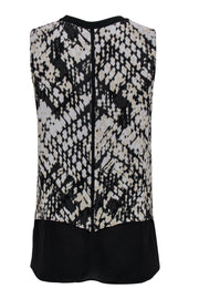 Current Boutique-Vince - Black & Cream Abstract Pattern Sleeveless Blouse Sz S