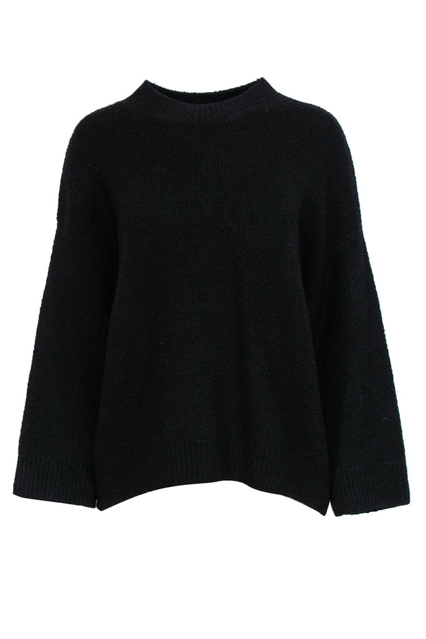 Current Boutique-Vince - Black Funnel Neck Wool Blend Sweater Sz S