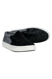 Current Boutique-Vince - Black & Grey Calf Hair & Felt Colorblocked Platform Sneakers Sz 8