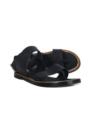 Current Boutique-Vince - Black Leather Ankle Strap Sandals Sz 6