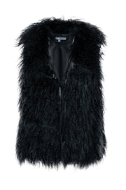 Current Boutique-Vince - Black Leather & Fur Vest Sz M