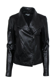 Current Boutique-Vince - Black Leather Zip-Up Moto Jacket Sz L